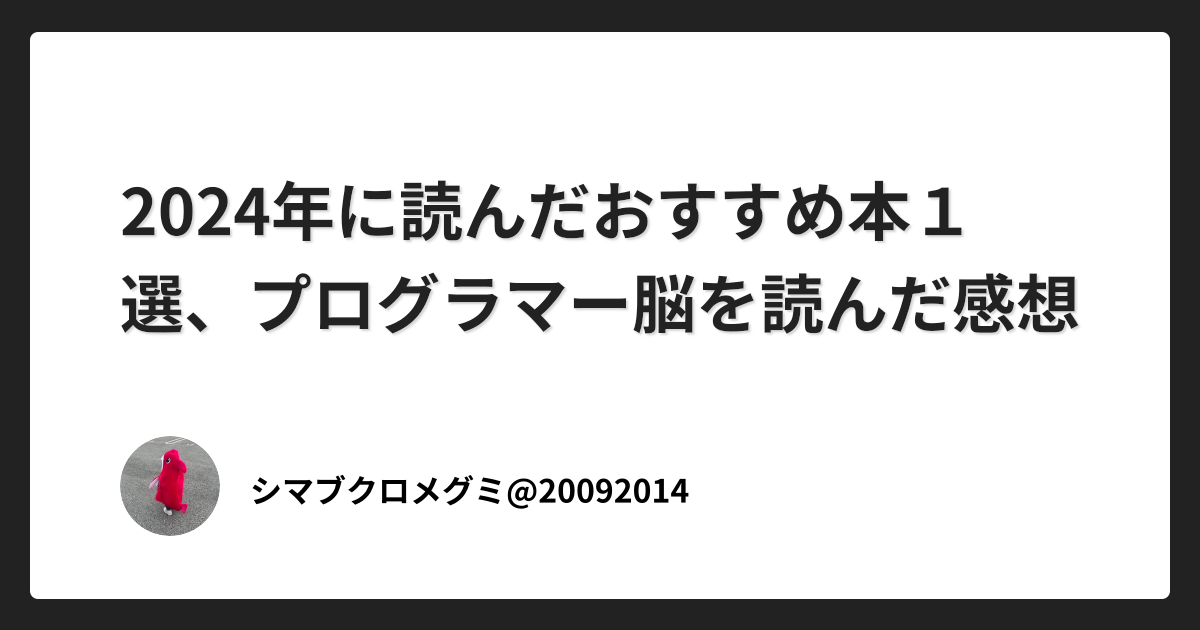 2024年に読んだおすすめ本１選、プログラマー脳を読んだ感想
